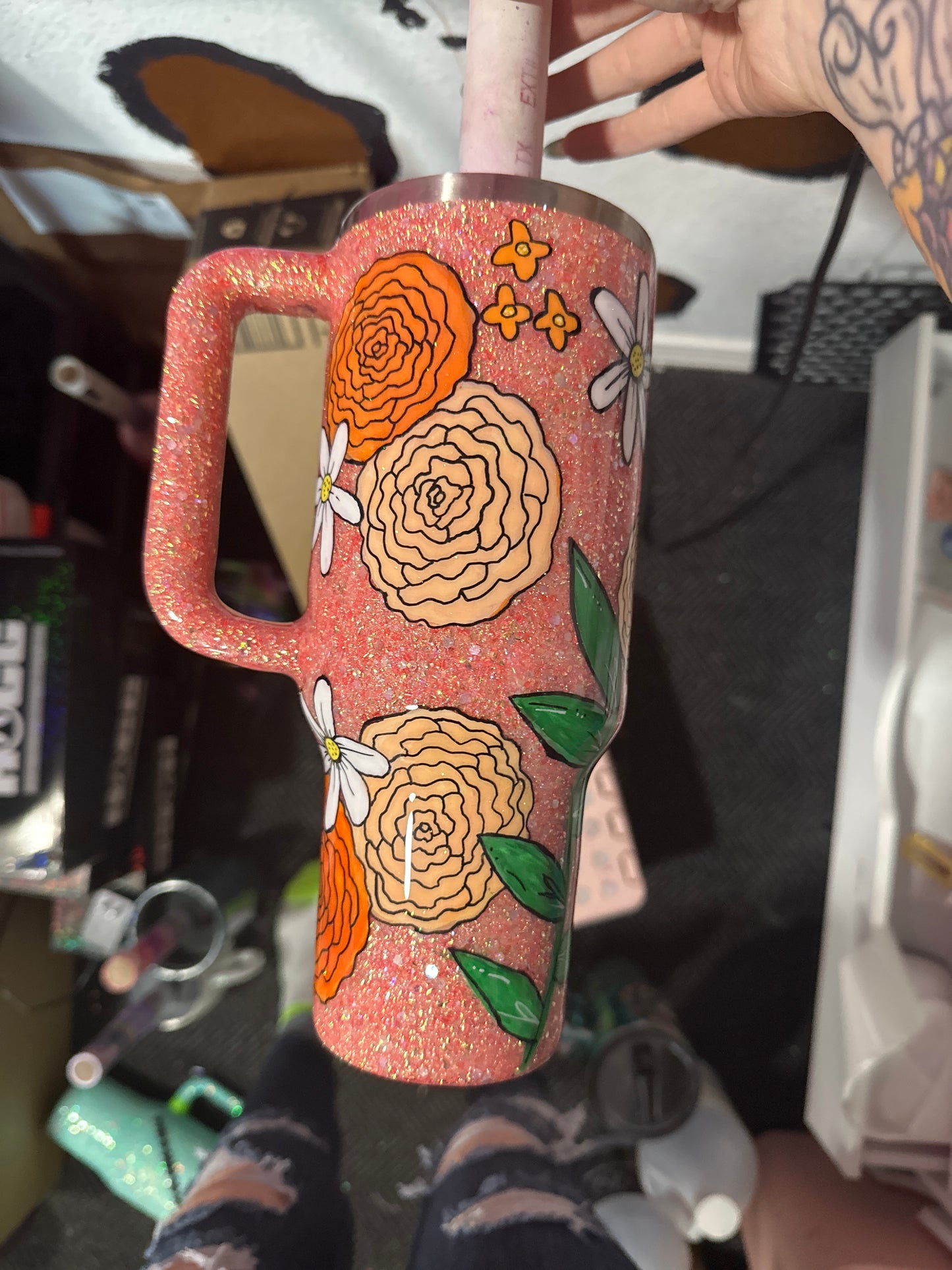 40 oz hand painted Stanley