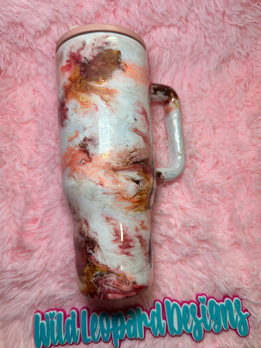 35-40 oz peach marble with flip lid now