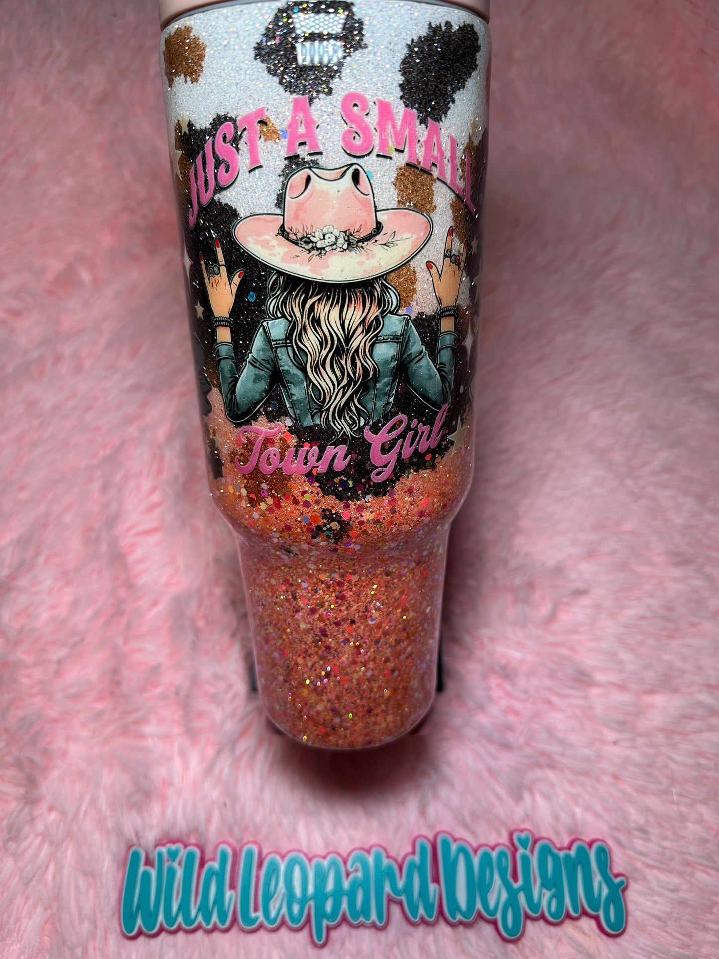 39- peach cowprint ( just a small town girl ) flip lid