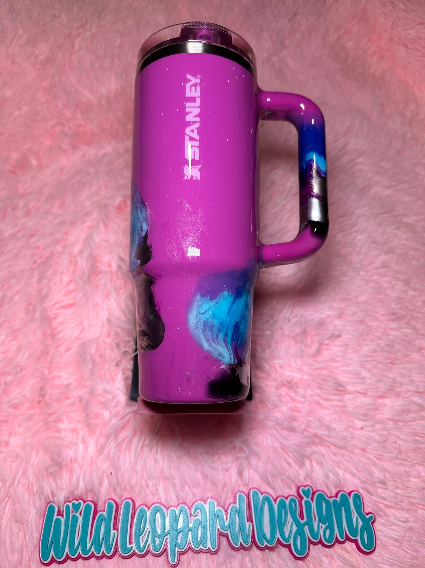 37- 30 oz Stanley flip lid blue purple rose(believe in yourself )