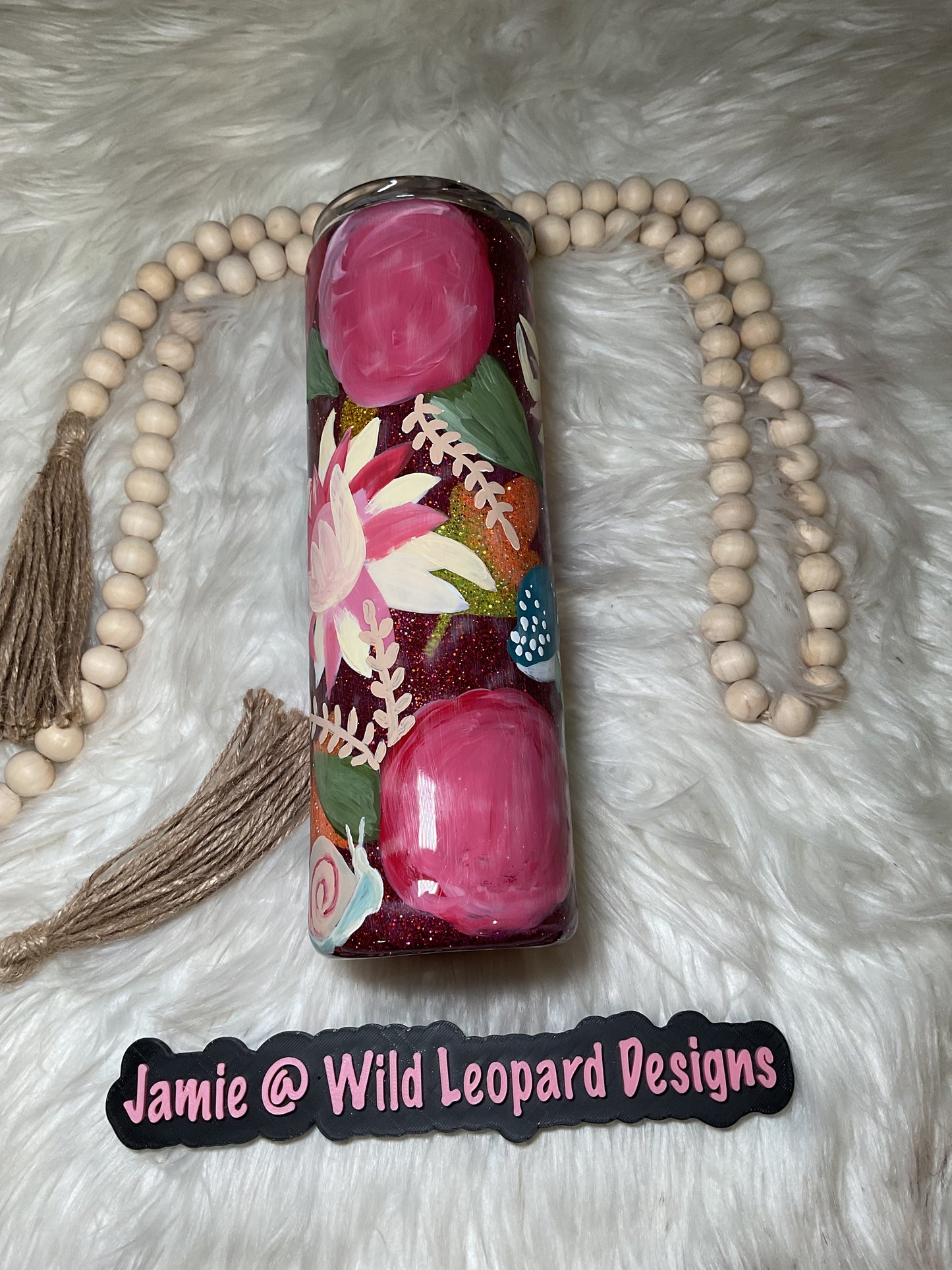 Custom 40 oz Stanley hand painted flowers.