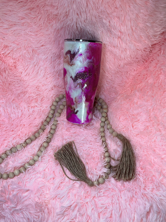 32 oz, pink marble