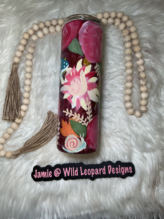 Ls # 21 / 30 oz hand painted flowers