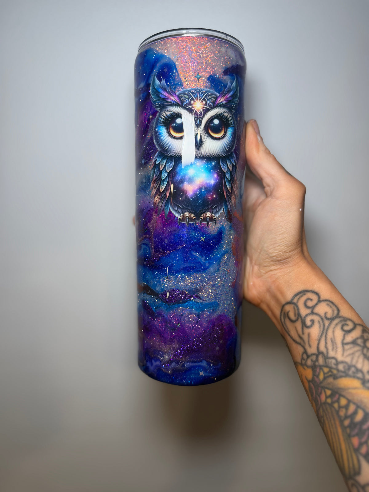 30 oz blue purple owl