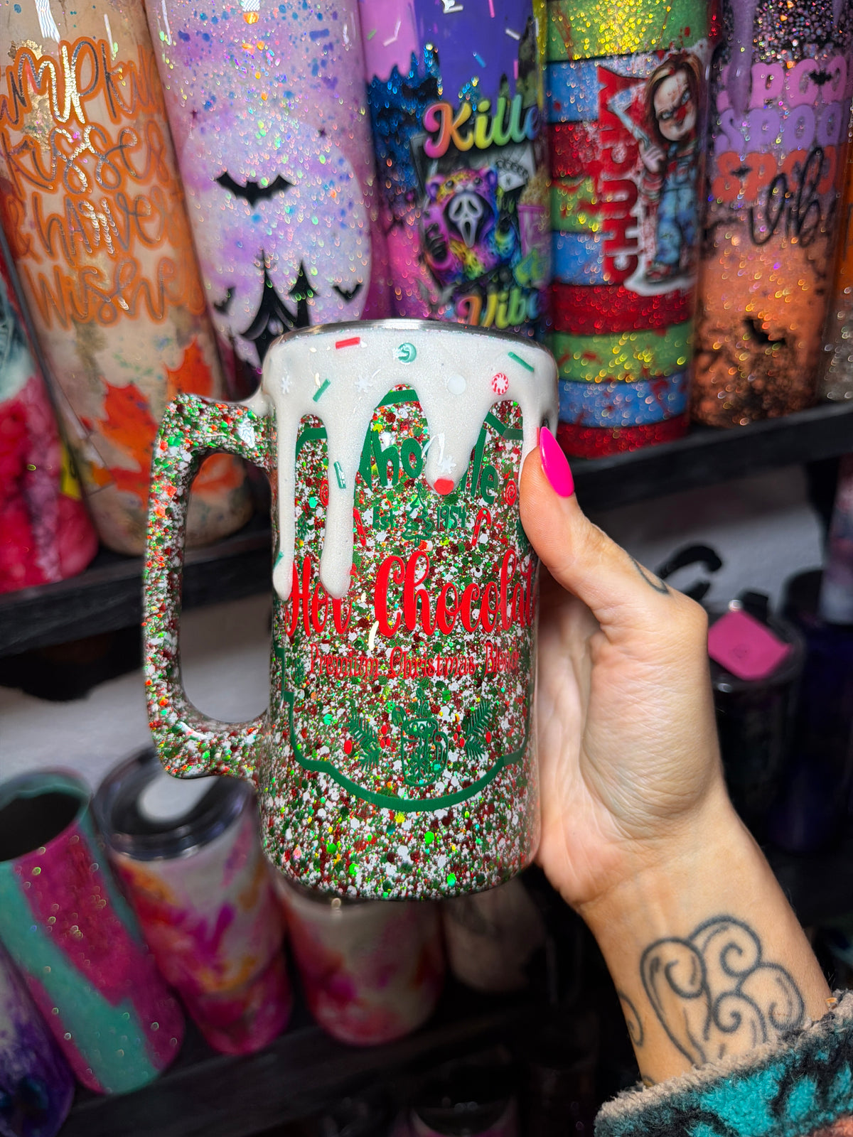 20 oz beer mug Christmas with drip rts
