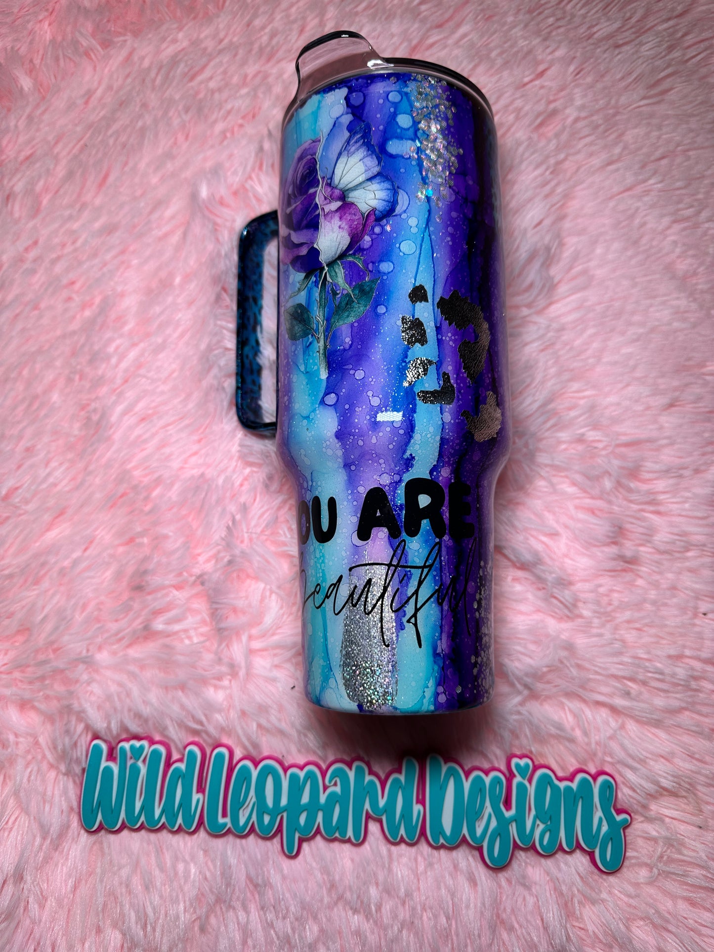 62- 40 oz rustic raindrop purple and blue
