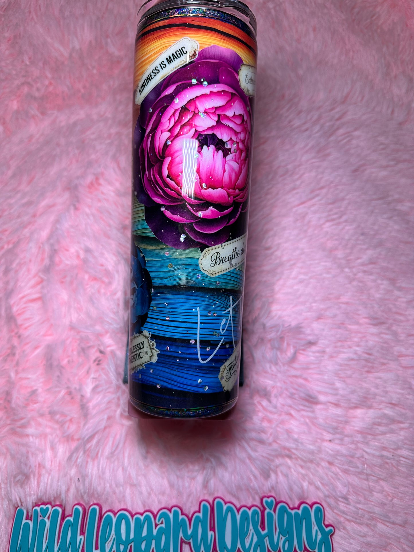 16- 30 oz colorful flowers affirmation