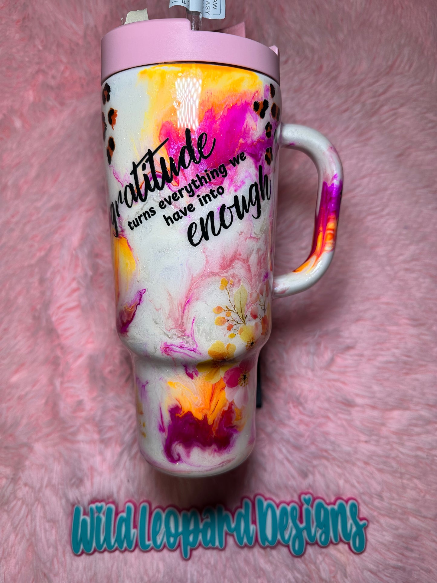 43- pink/orange marble (gratitude turns everything we have into enough)
