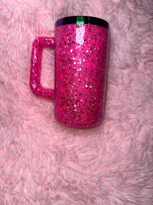 25 oz coffee mug | pink glitter