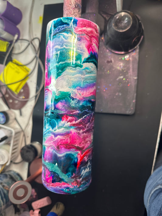 30 oz skinny - pink / teal