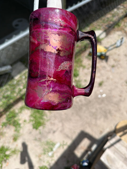 20 oz beer mug rose gold,plum from 6/15  live can choose a decal