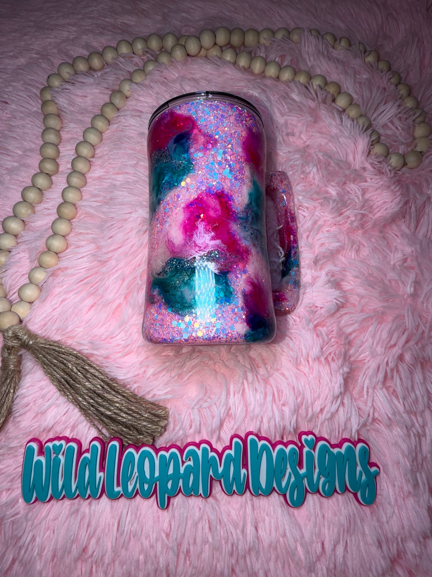 47-let them pink teal beer mug