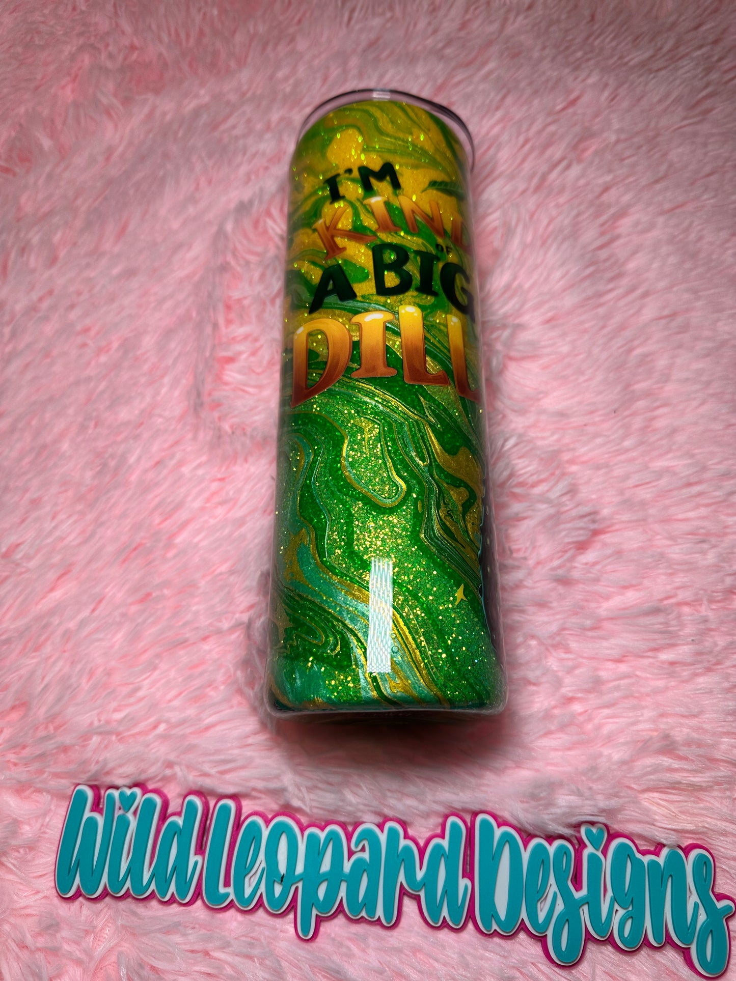 #66- im kind a big dill - 30 oz hydro dip green and yellow
