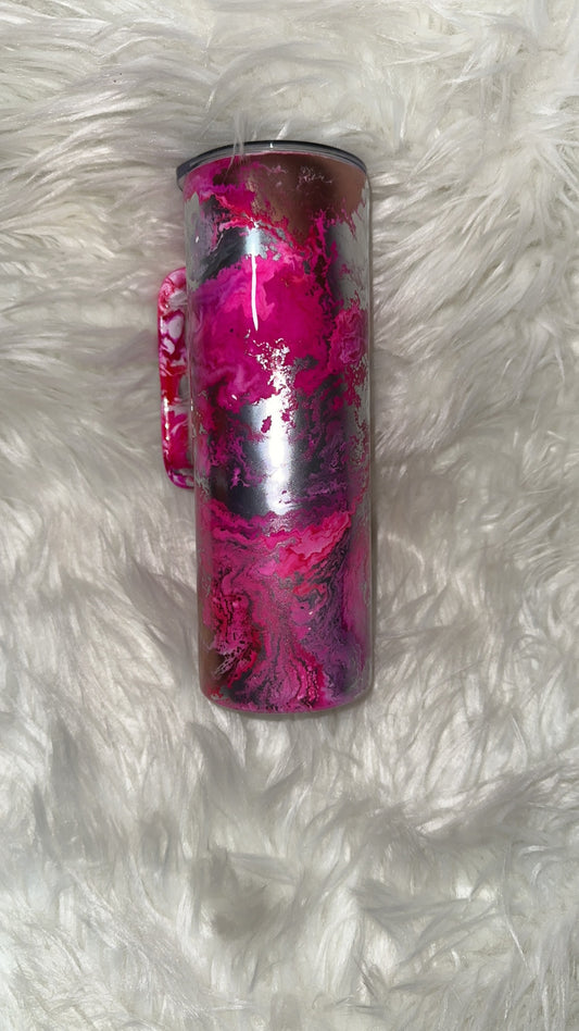 Pink / silver ink drop