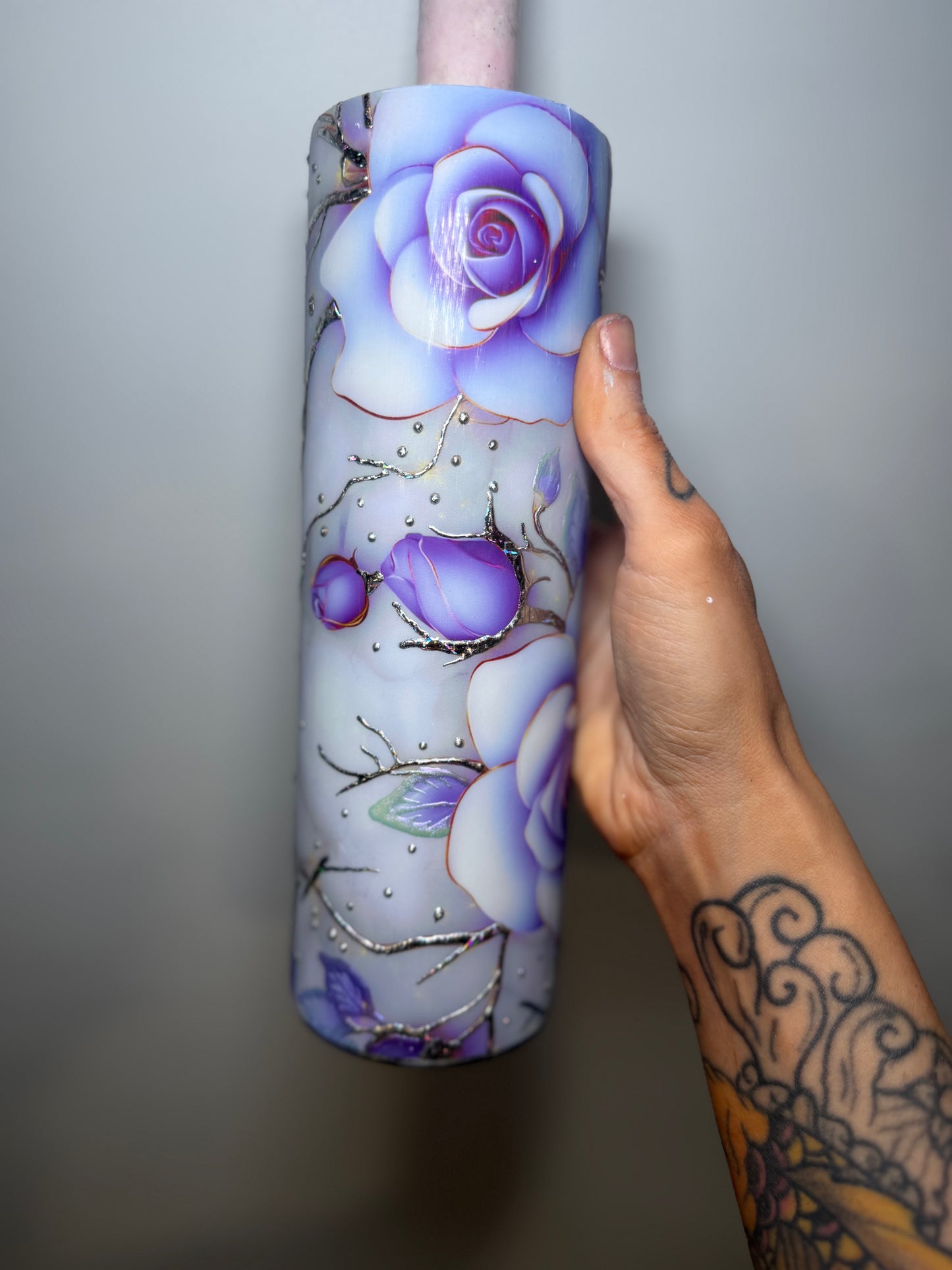 30 oz purple silver rose
