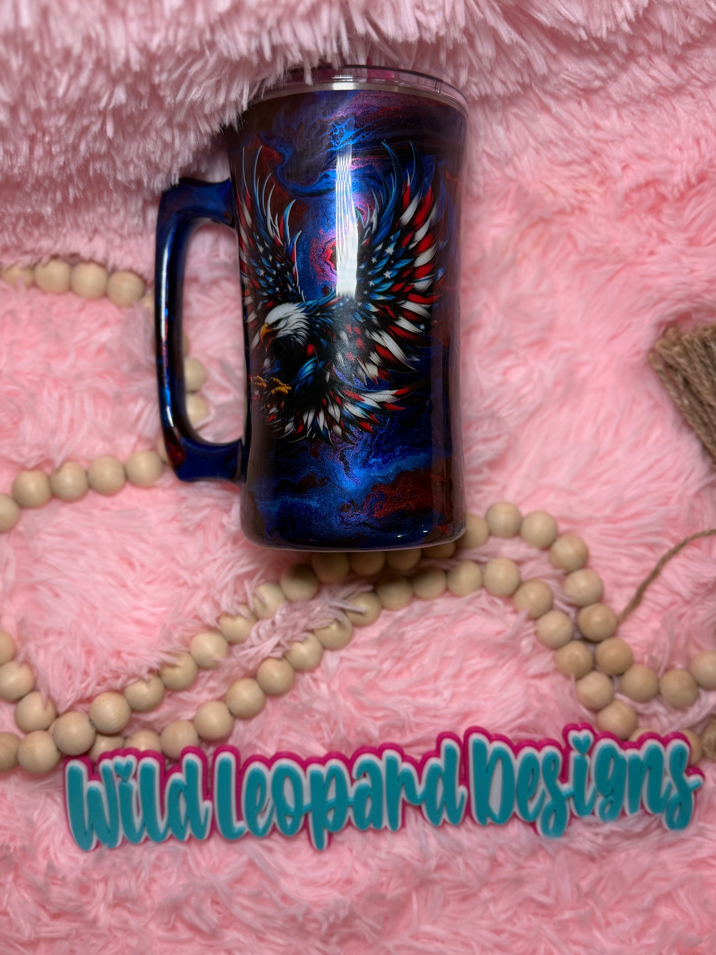 57 - 20 oz beer mug red blue