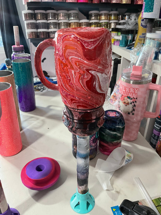 14 oz red and white / pink hydro dip