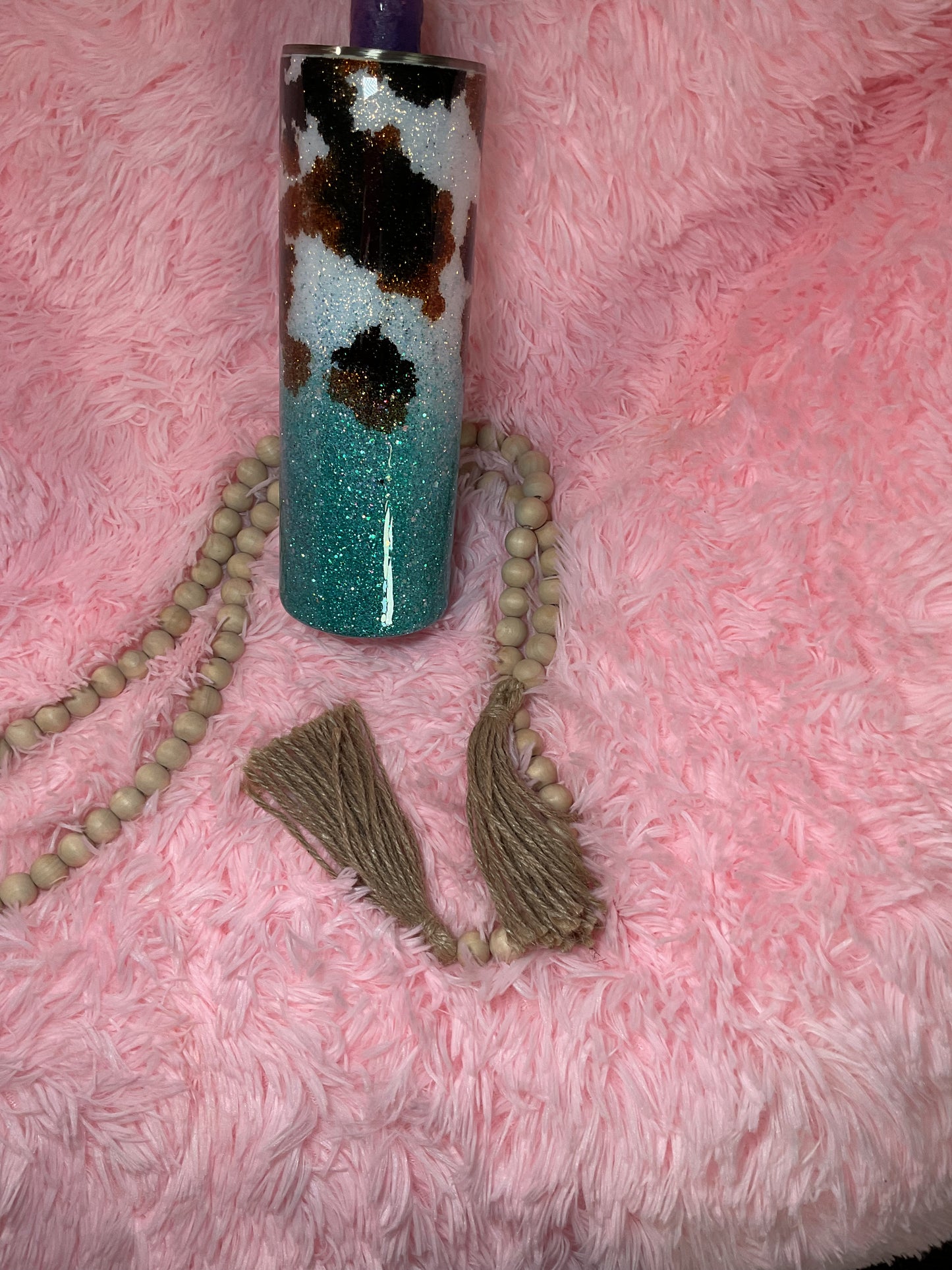 30 oz , teal cowprint