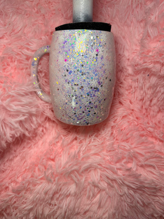 14 oz coffee mug white glitter