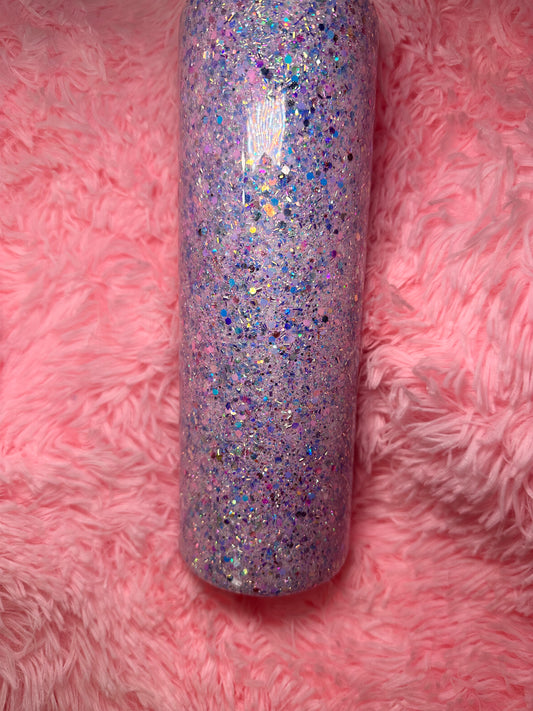30 oz skinny - lavender purple whiteish glitter with pink