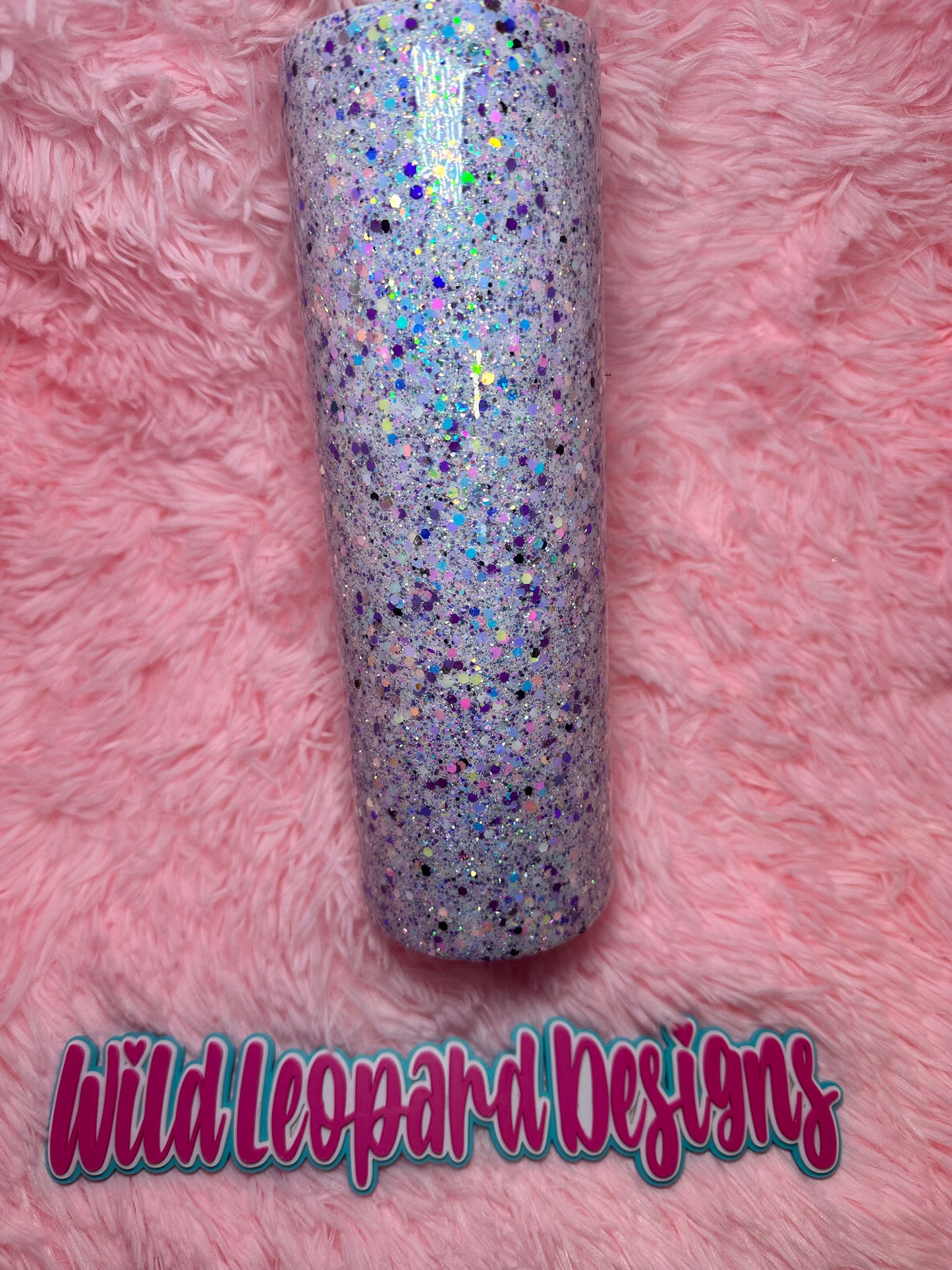30 oz skinny - purple light pink mix glitter