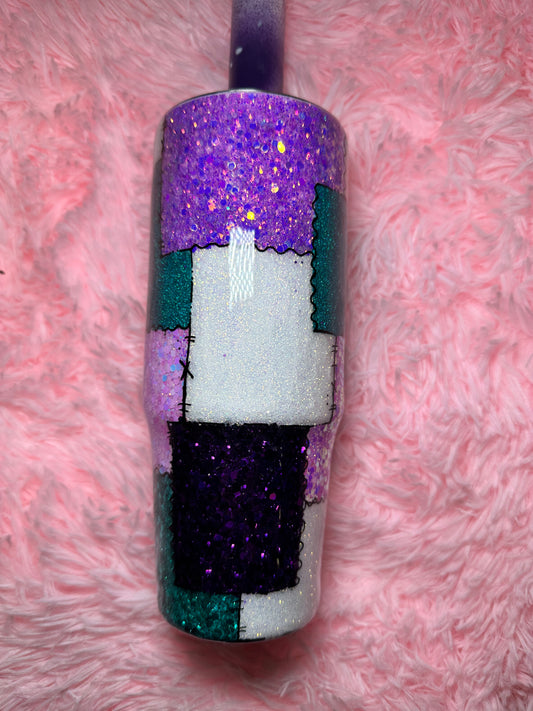 #65- 30 oz clip mate purple teal patchwork