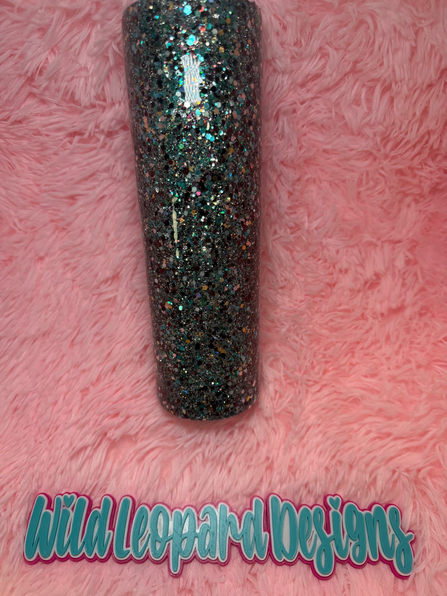 30 oz - teal brown western glitter