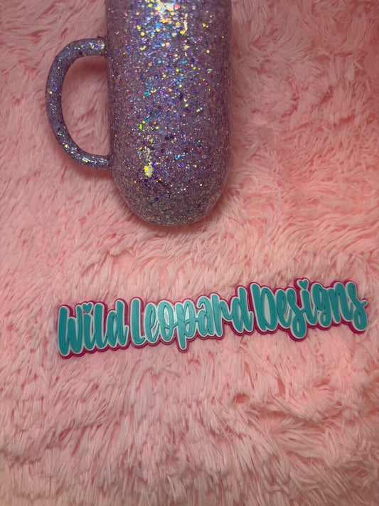 16 oz coffee mug - silver purple glitter