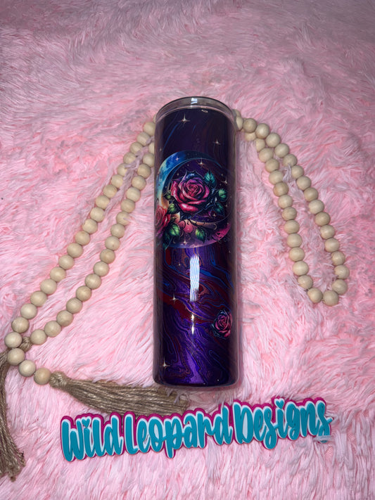 67-30 oz skinny moon with rose hydro dip