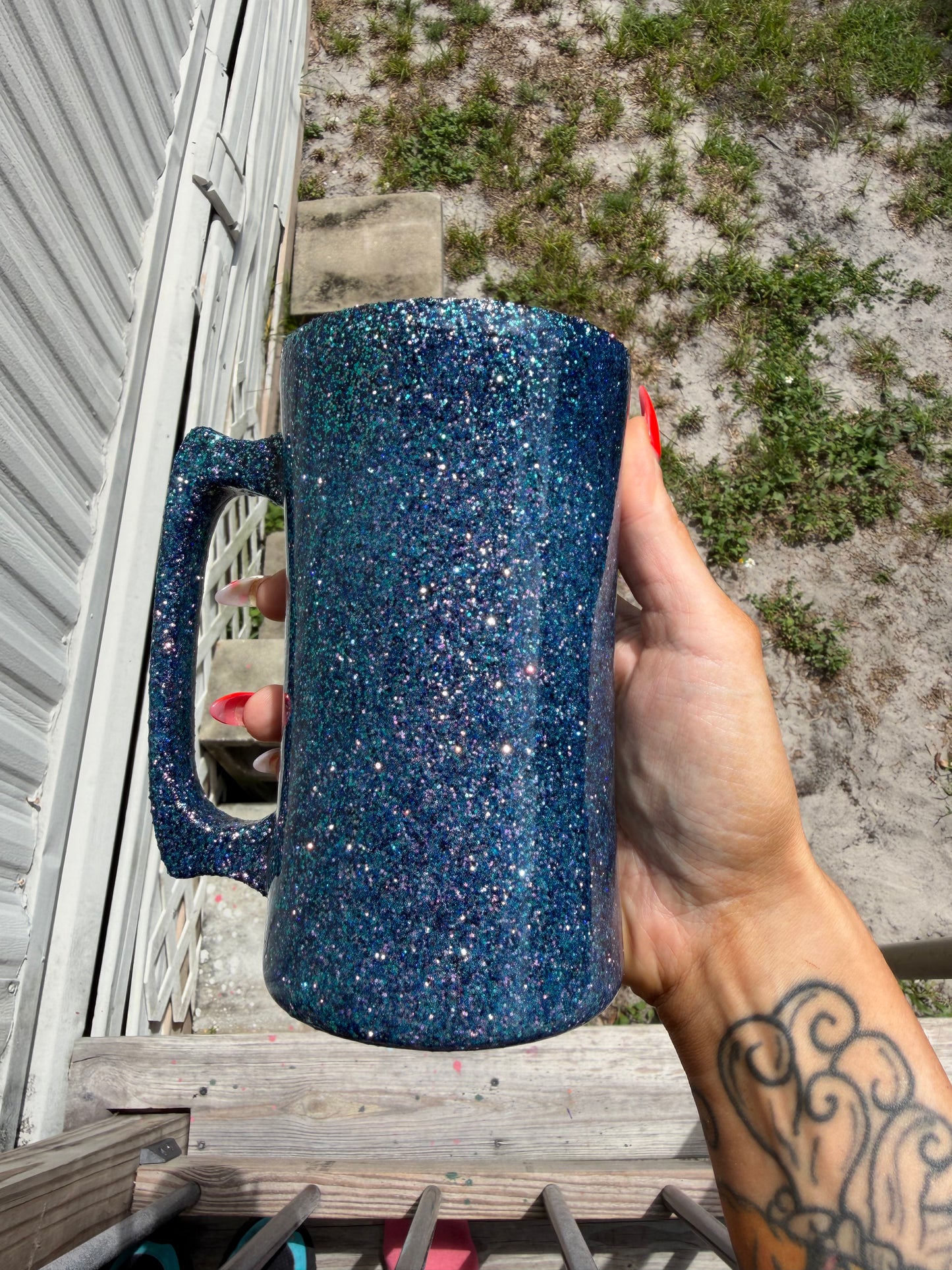 20 oz beer mug purple blue shift