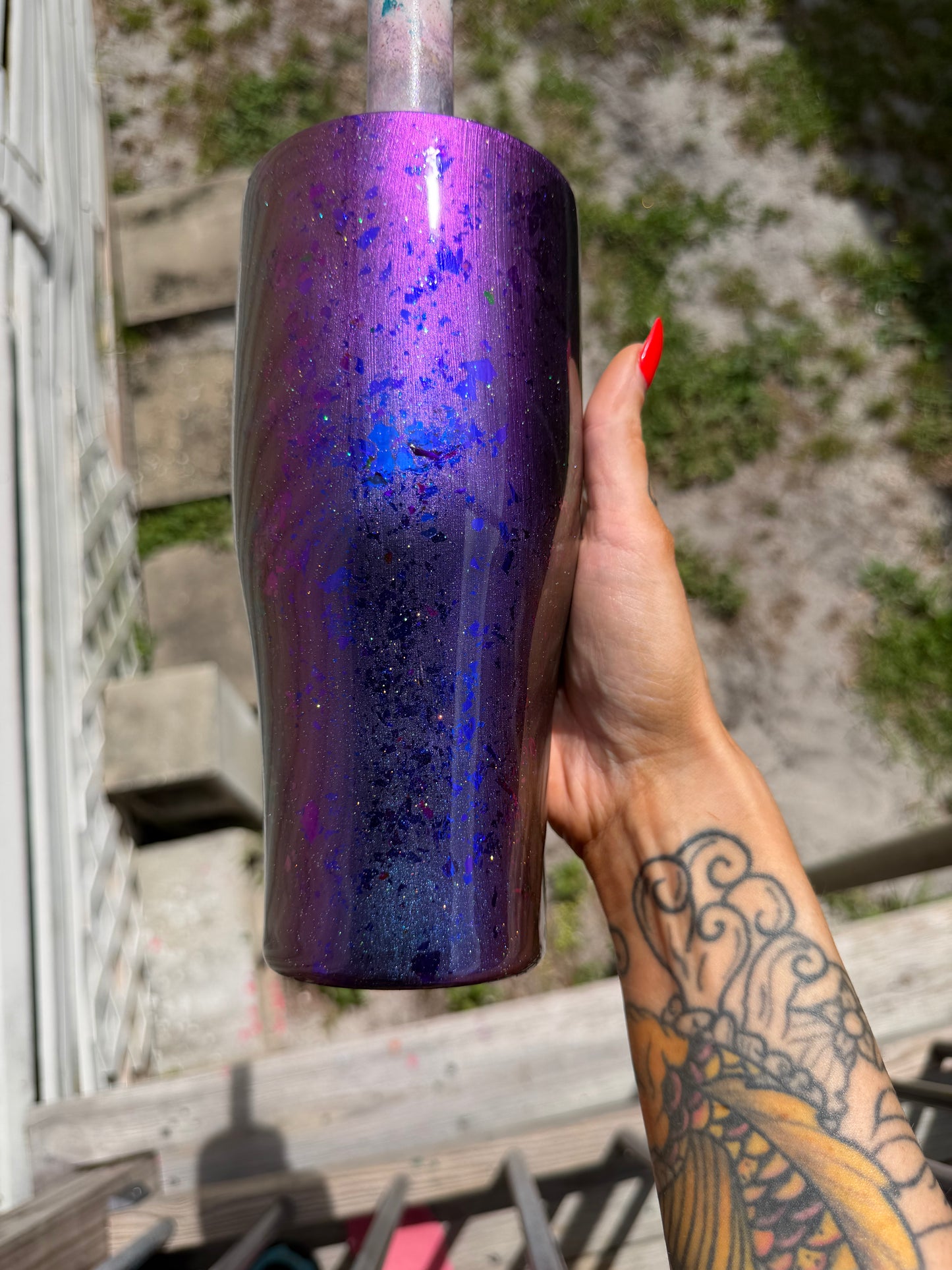 32 oz coffee caddy / purple blue pigment