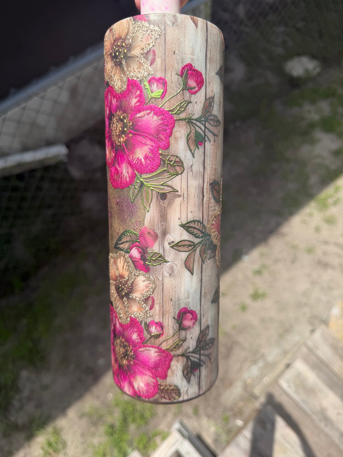 30 oz pink hand glitter
