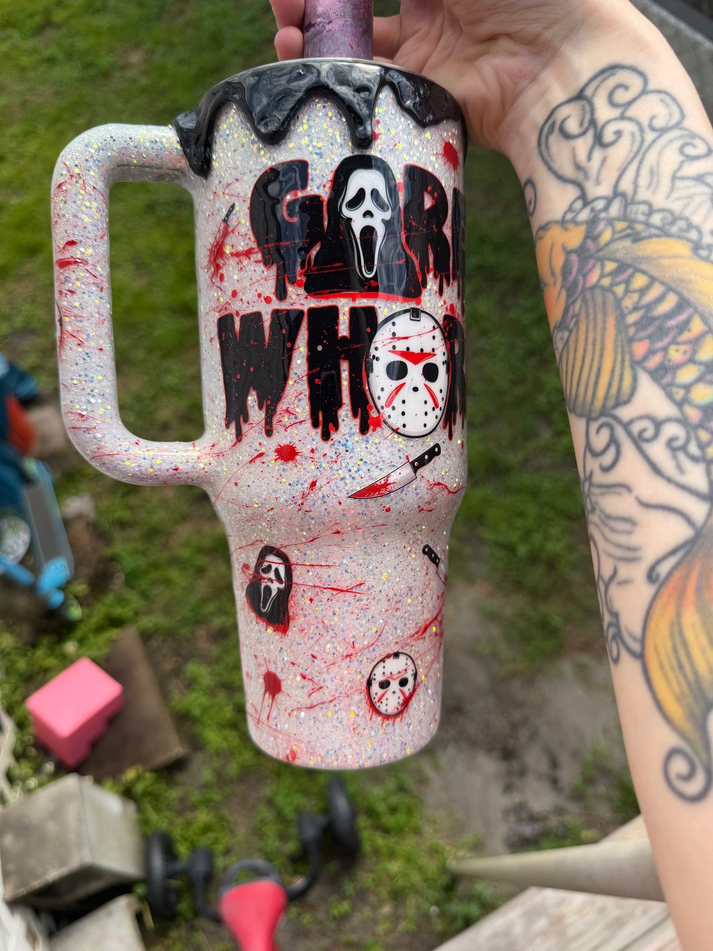 40 oz , gore whore with black drip