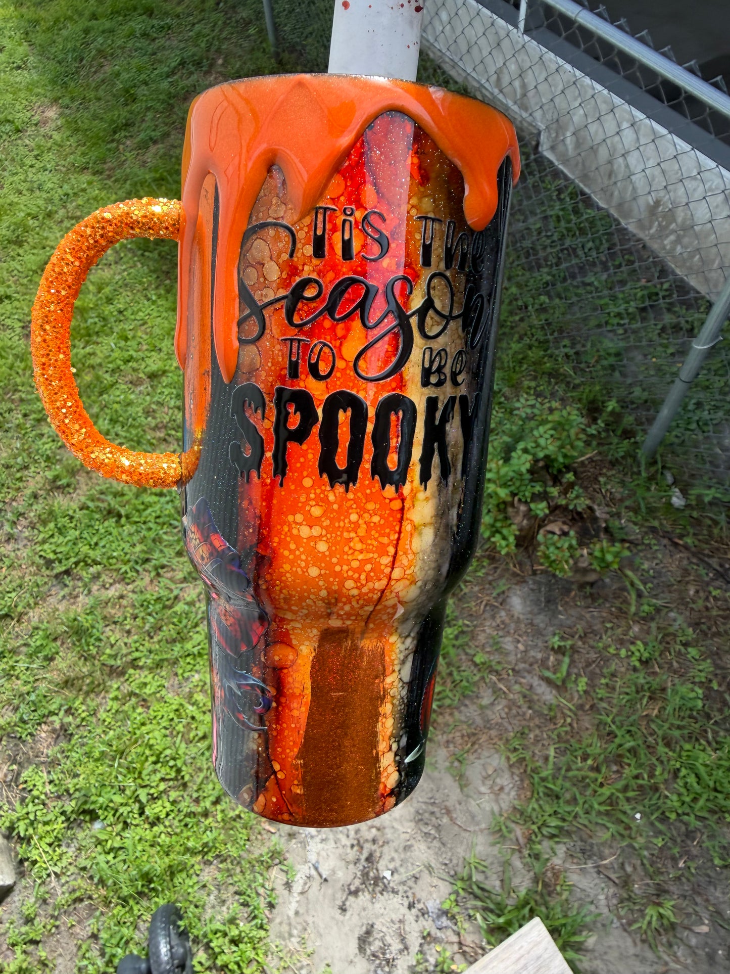 32 oz , black and orange rustic spooky season