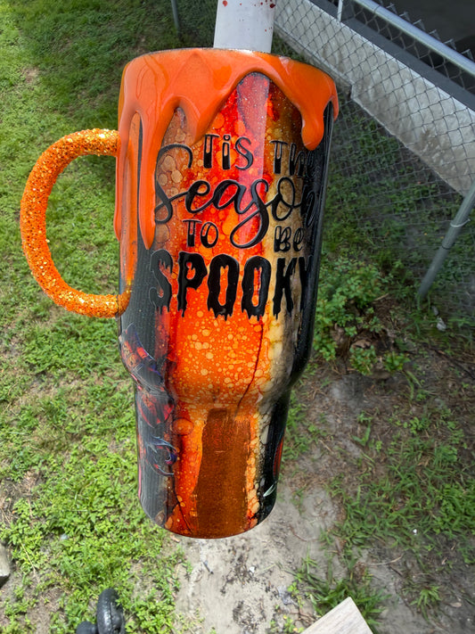32 oz , black and orange rustic spooky season