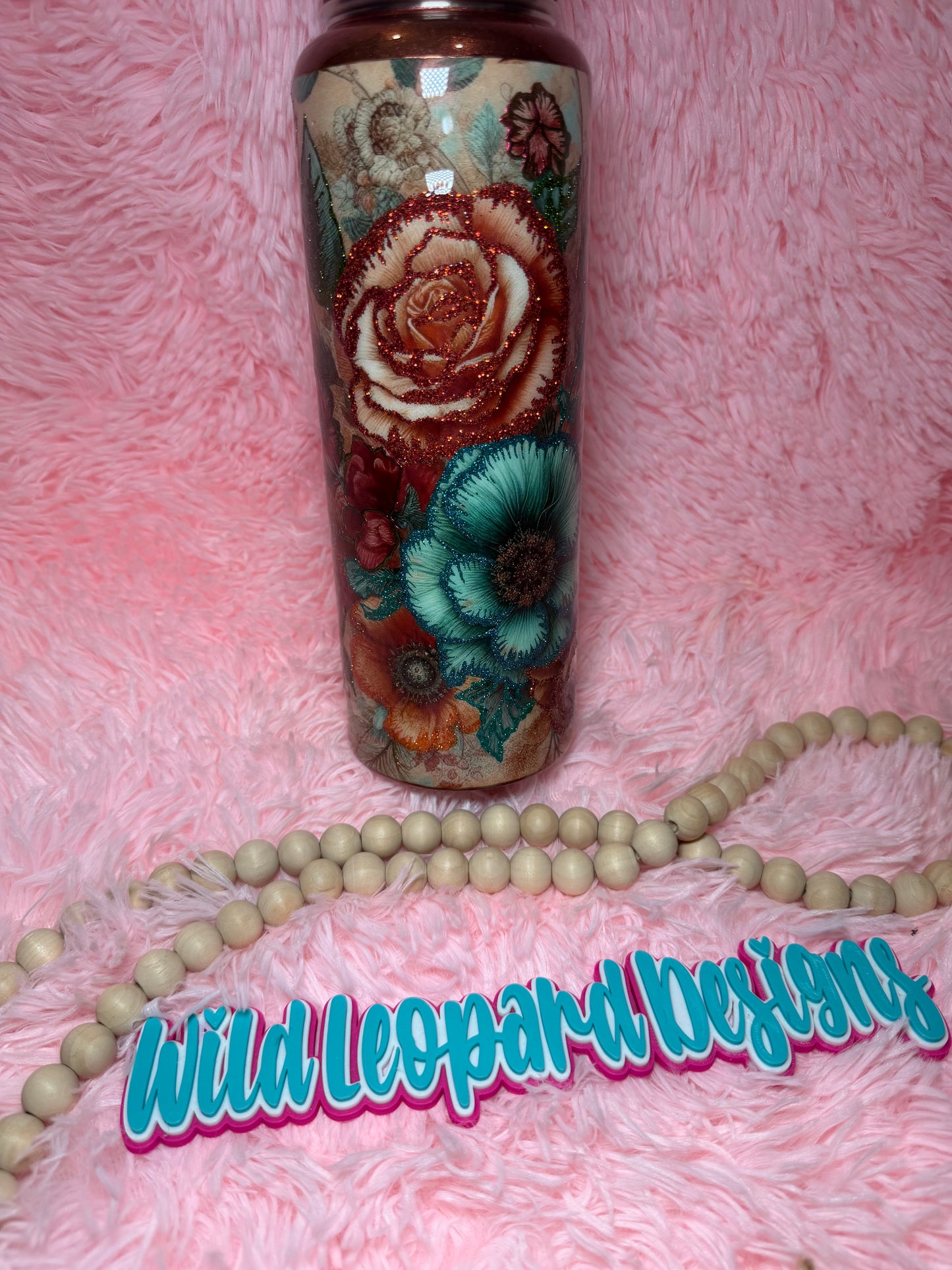 40 oz floral green Burgundy