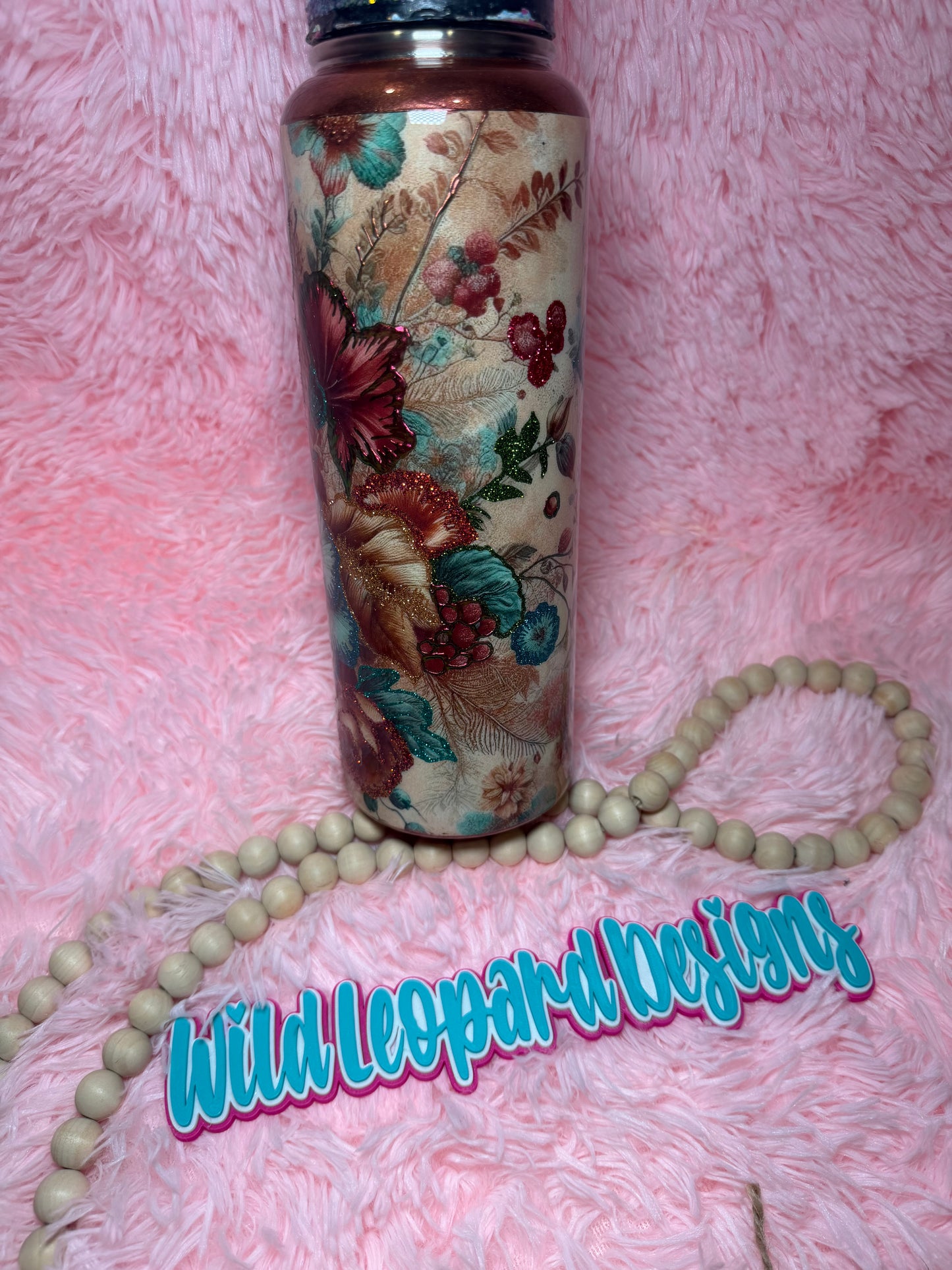 40 oz floral green Burgundy