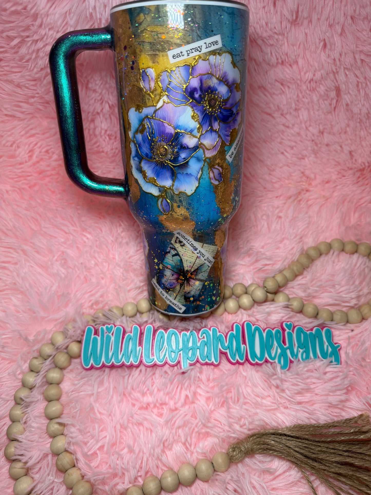 40 oz purple Stanley floral
