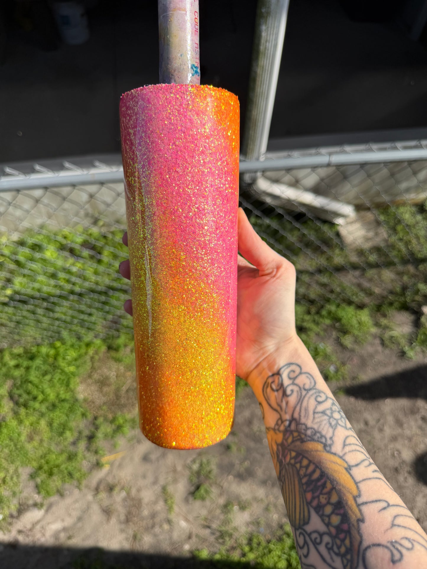 30 oz , orange pink yellow swirl