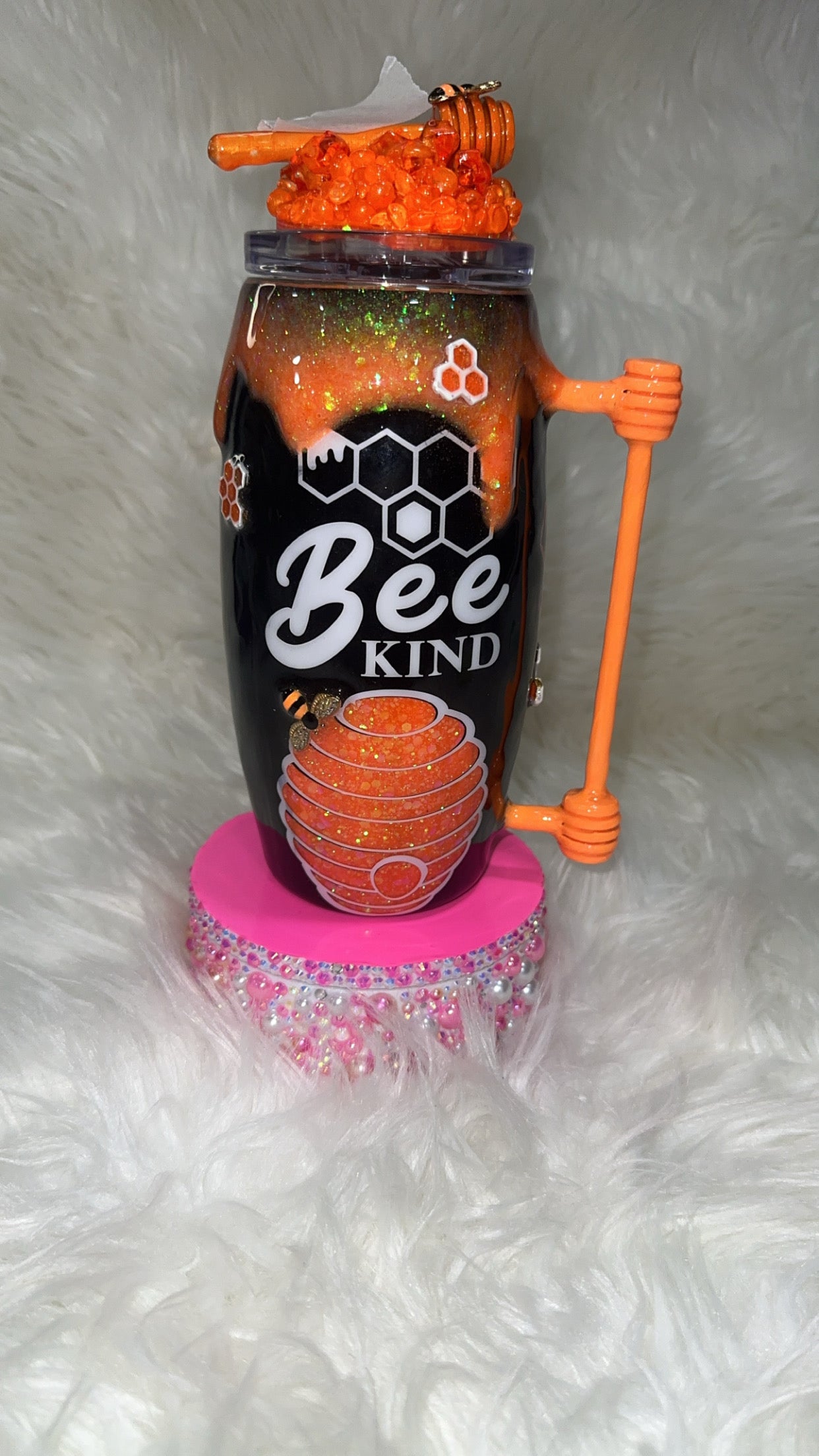 Orange & black bee tumbler