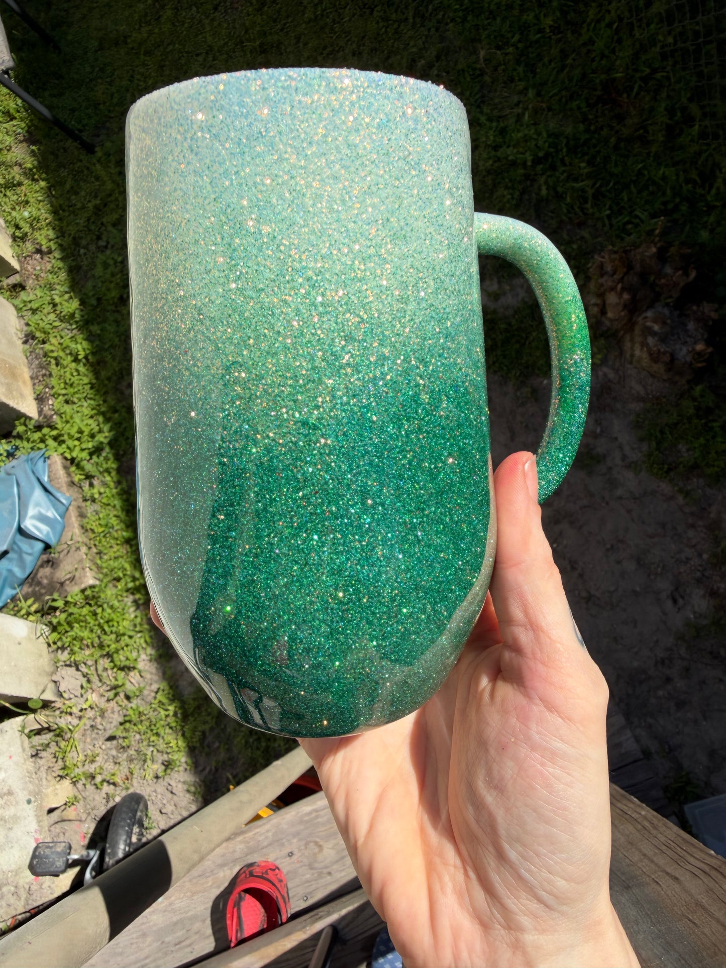 16 oz - green white ombré mug
