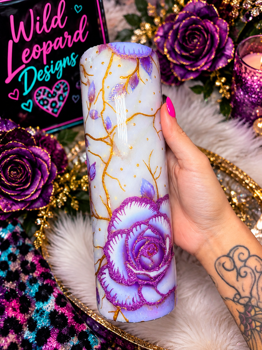 30 oz purple rose 3d texture