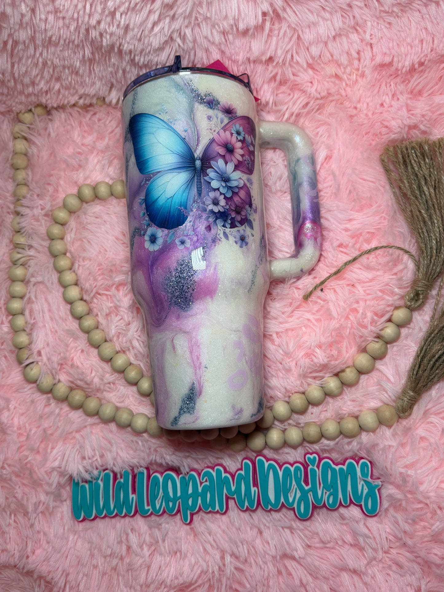 98- purple marble butterfly with leopard print