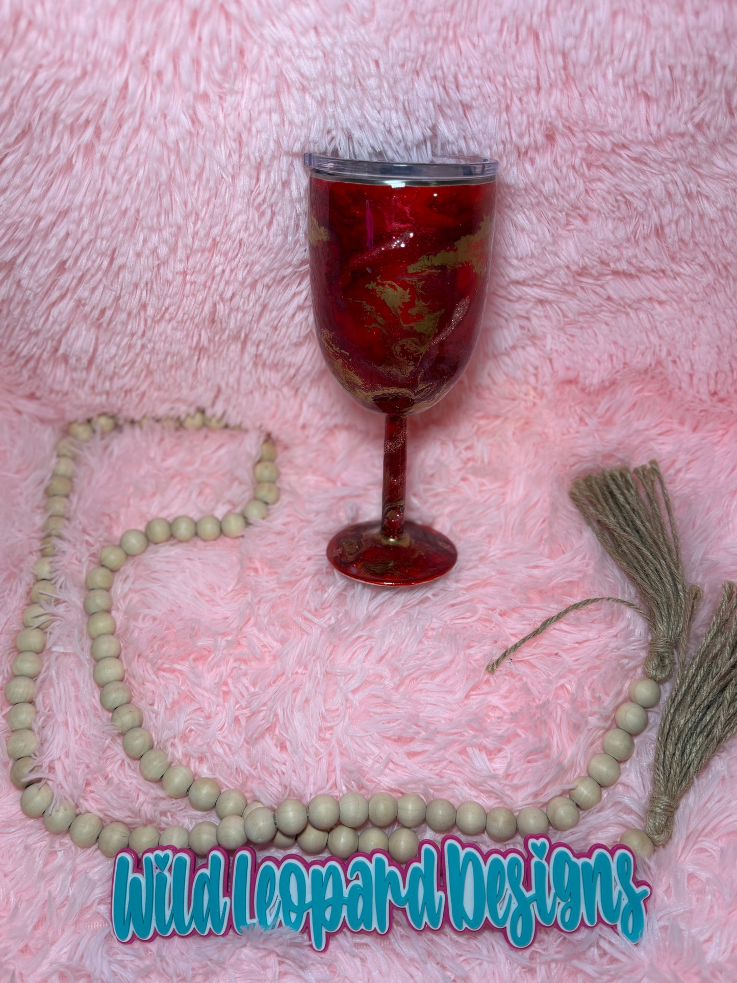 97- wine glass red gold