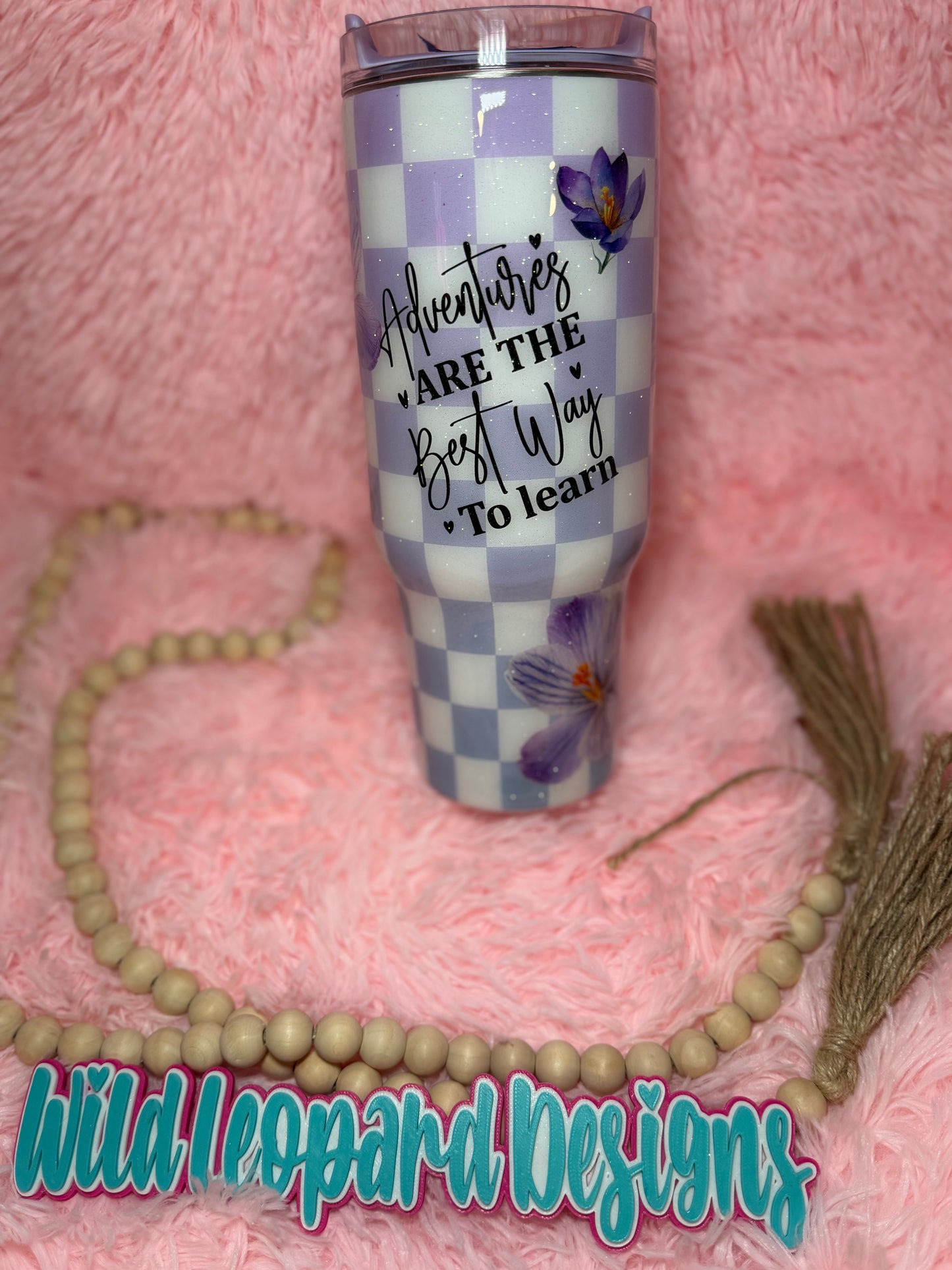 94-40 oz purple checkered . Adventures are the best way to learn