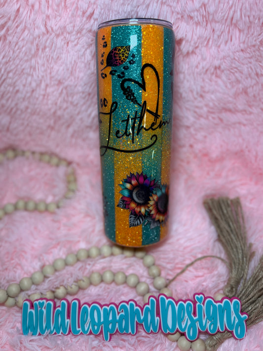 77- 30 oz teal orange reverse ombre let them