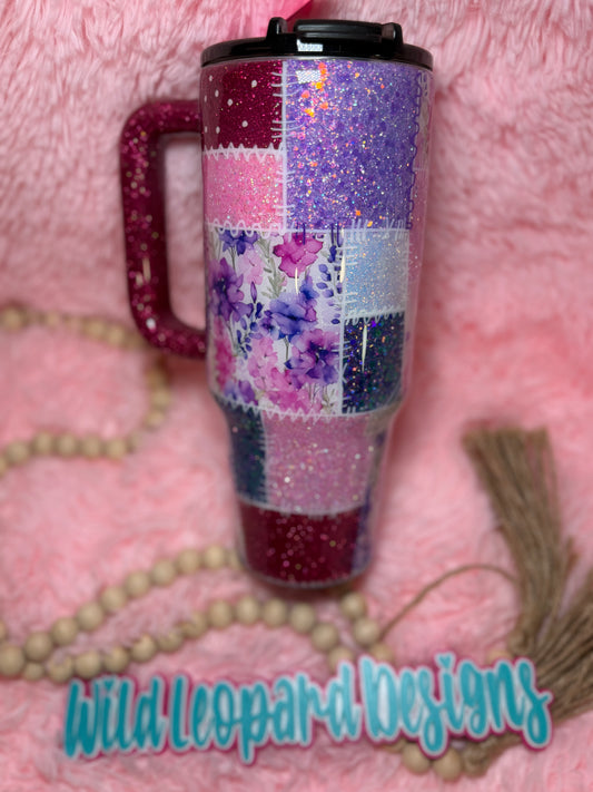 74-40 oz pink purple patch work