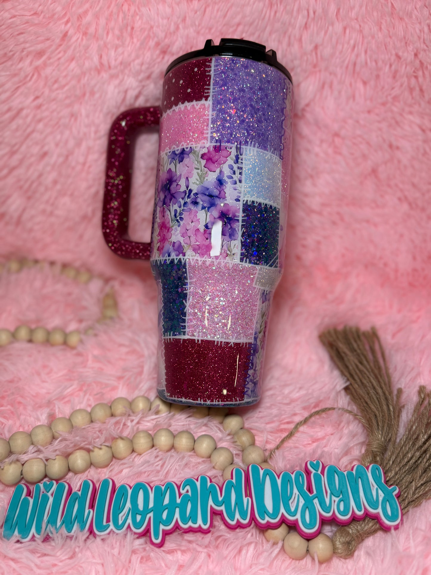 74-40 oz pink purple patch work
