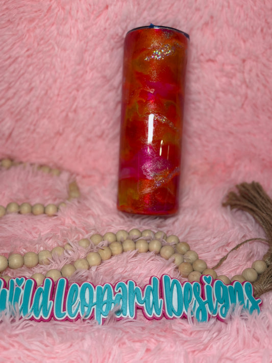 54- 20 oz pink orange swirl
