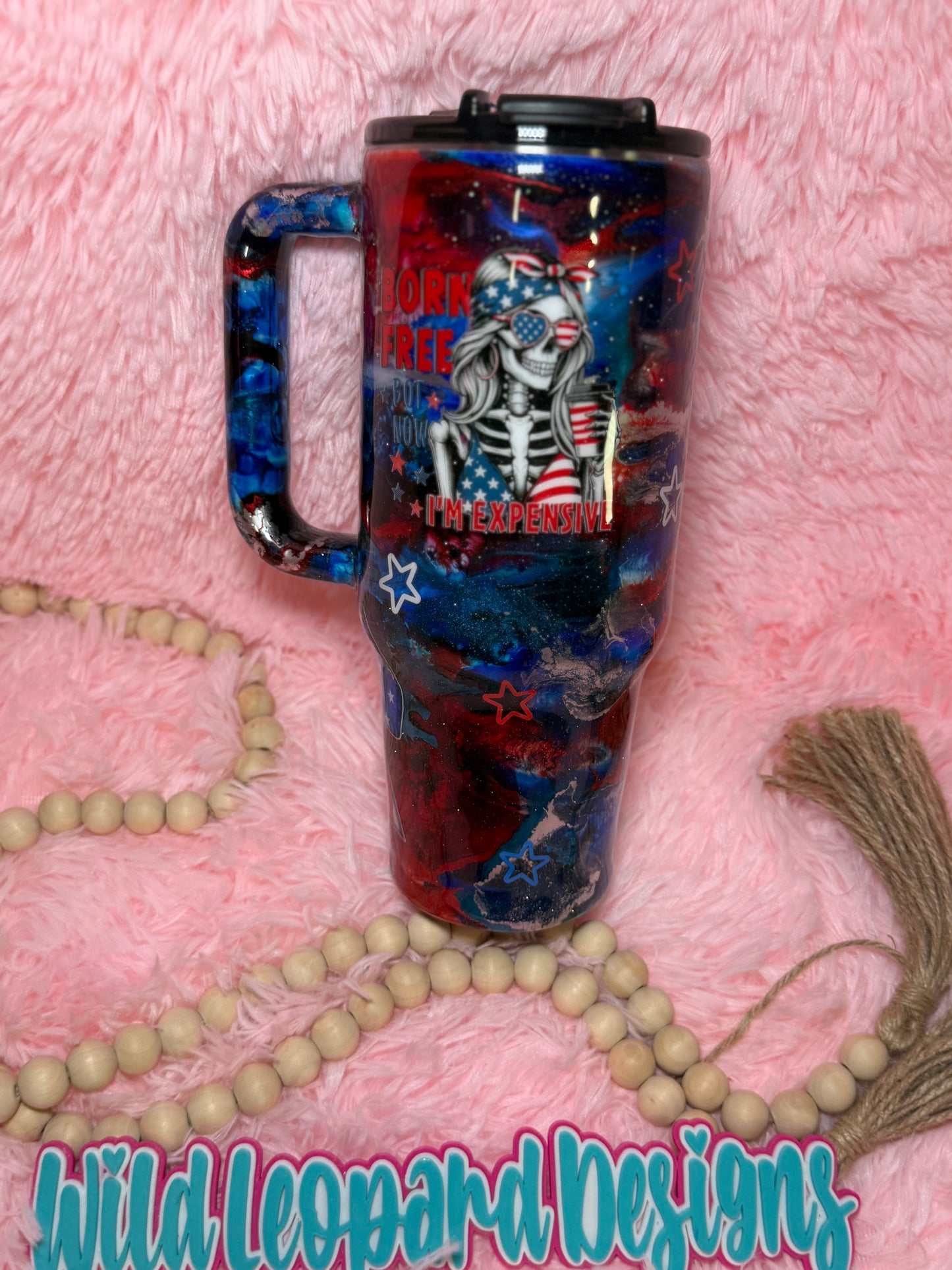 46- 40 oz red blue silver- born free bot now I’m expensive